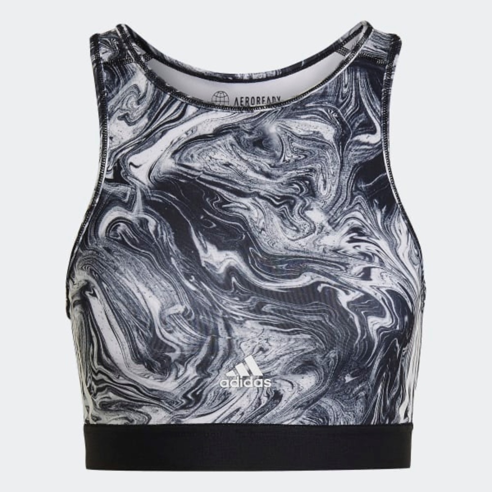 Adidas HYPERGLAM AEROREADY TRAINING LIGHT-SUPPORT MARBLE-PRINT WORKOUT BRA